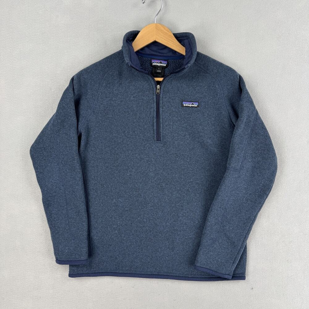 Patagonia Better Sweater Pullover Women Large Blue 1/4 Zip Fleece Thermal Hiking
